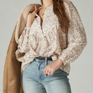 Lucky Brand Floral Long Sleeve Blouse Small